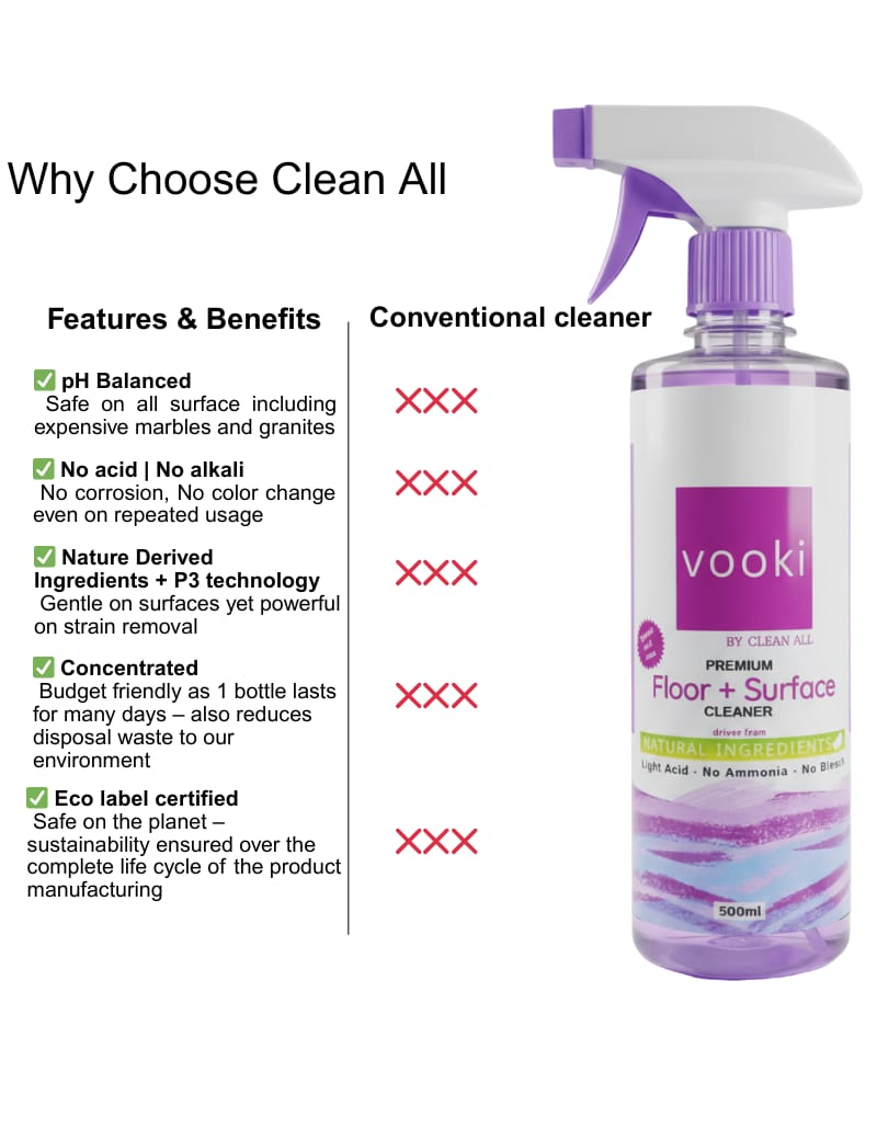 FLOOR AND SURFACE CLEANER (For Tile,Marbles,etc) - VOOKI (500ml)